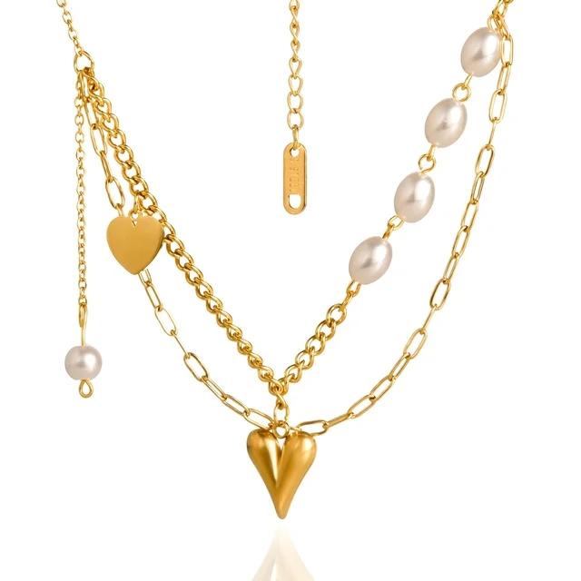 Collar Pearl Heart - Lumina