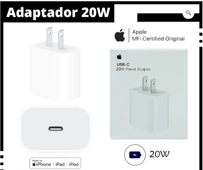 Cubo de Carga Original 20W Tipo C para iPhone – Carga Rápida y Segura