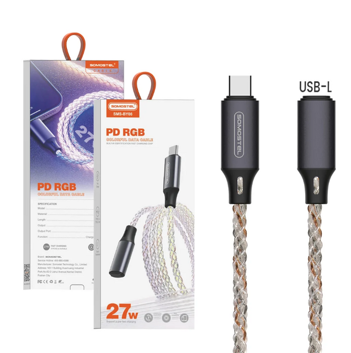 Cable SOMOSTEL SMS-BY06 tipo C a tipo C PD RGB